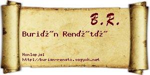 Burián Renátó névjegykártya