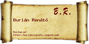 Burián Renátó névjegykártya